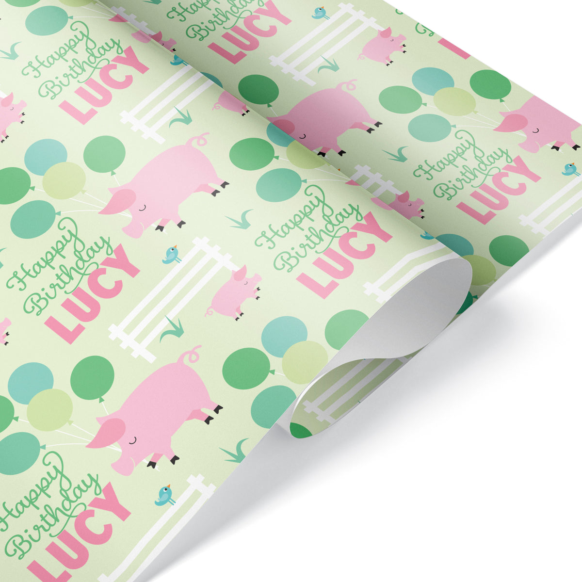 Pig Birthday Personalized Farm Wrapping Paper