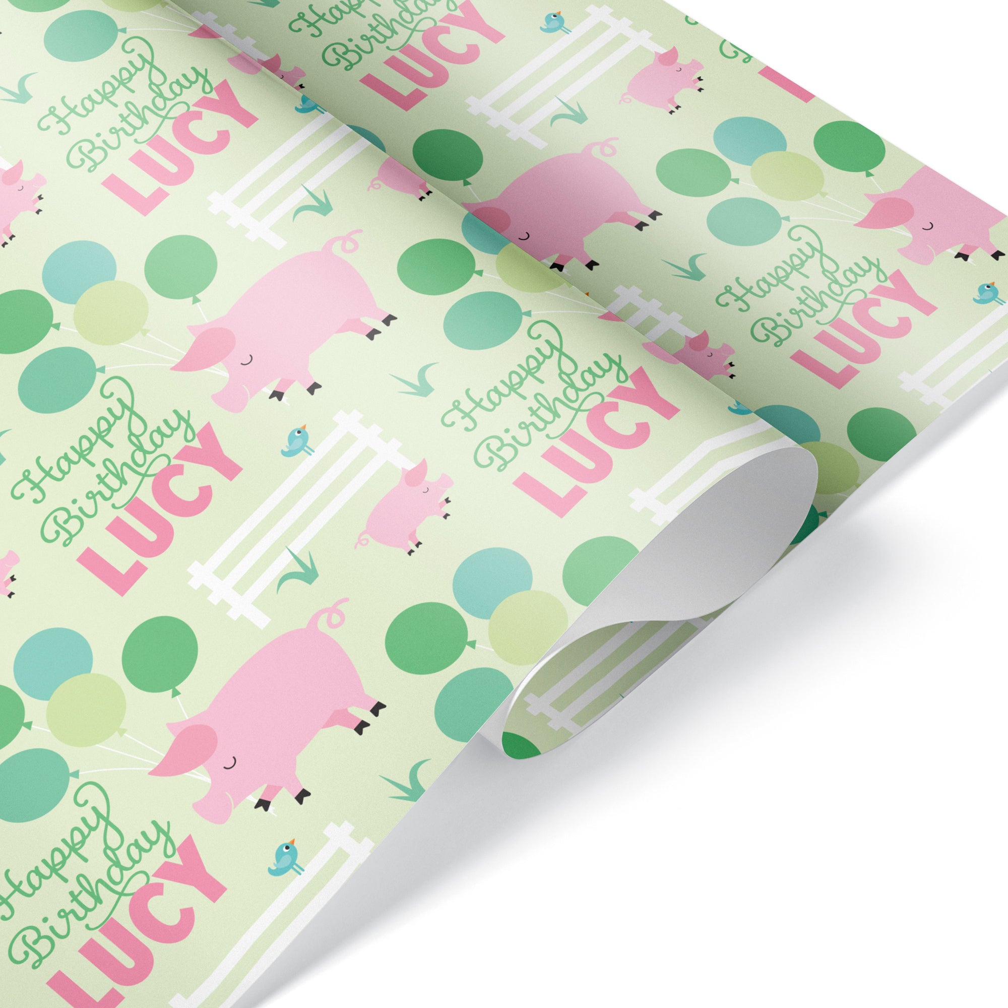 Pig Birthday Personalized Name Wrapping Paper - Kids, Baby Farm