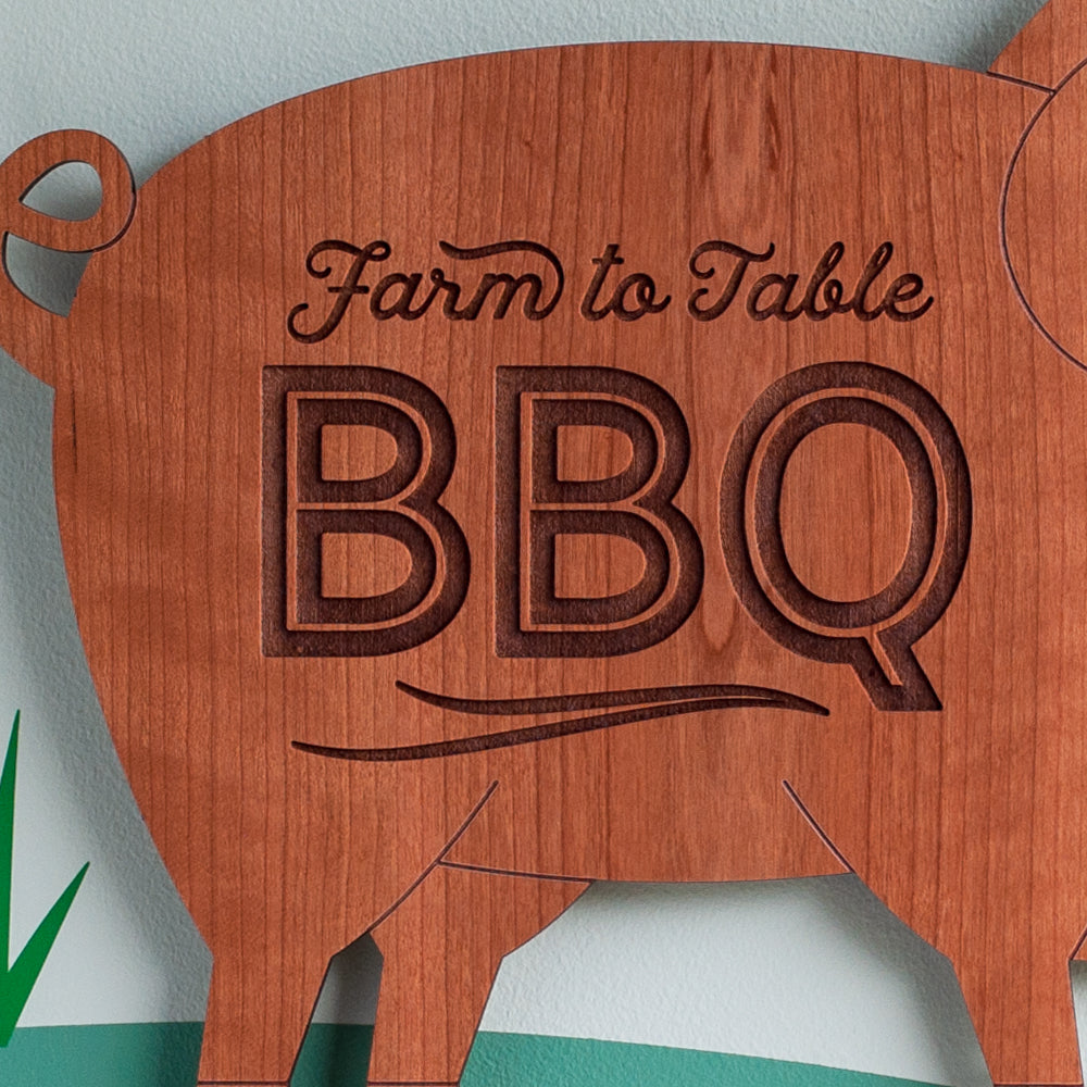 Pig Wooden Wall Sign &quot;BBQ&quot;