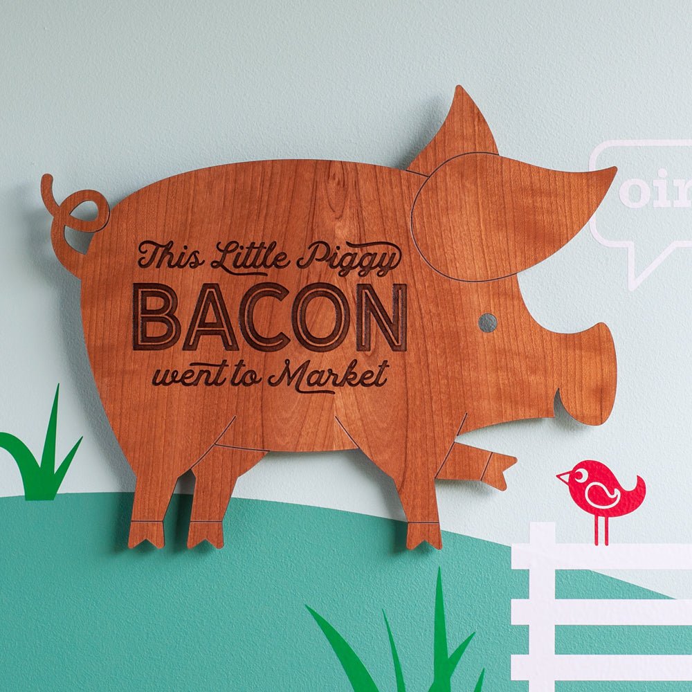Wall Art - Bacon Pig (Wood, Kitchen Sign) Cherry - Graphic Spaces