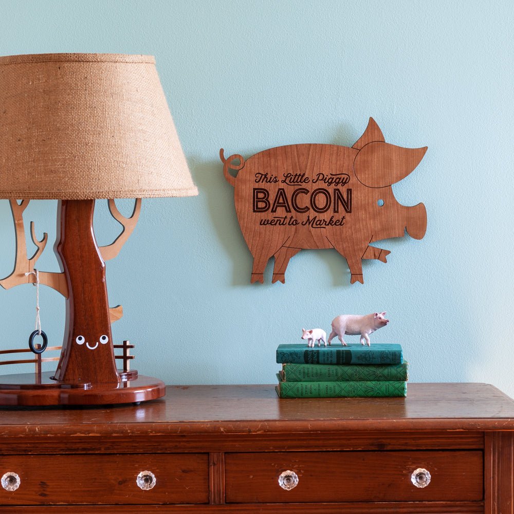 Wall Art - Bacon Pig (Wood, Kitchen Sign) Cherry - Graphic Spaces