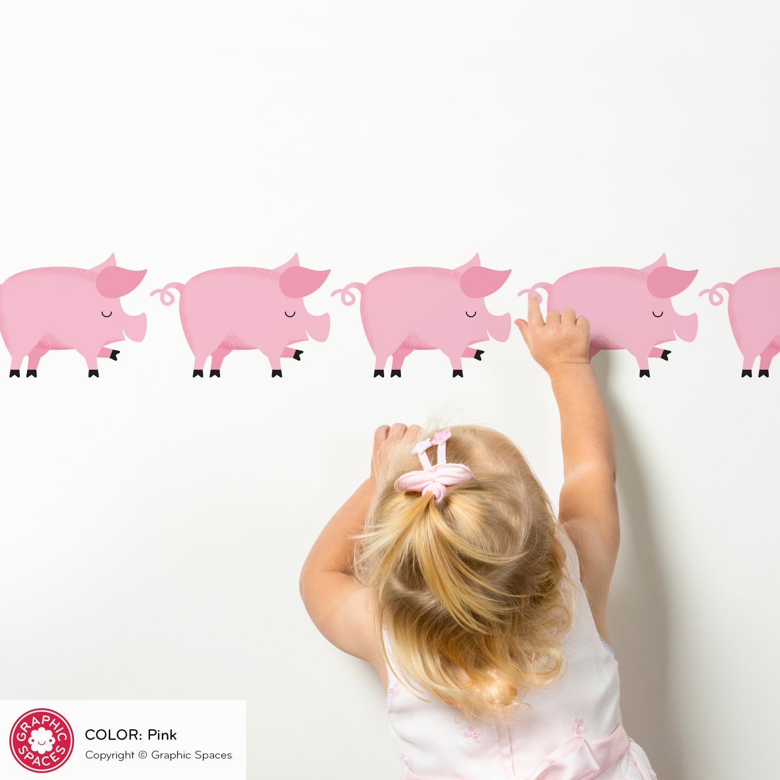 Kids Wall Decal - Pig Scatter (Pack of 18) - Pink Pigs - Graphic Spaces
