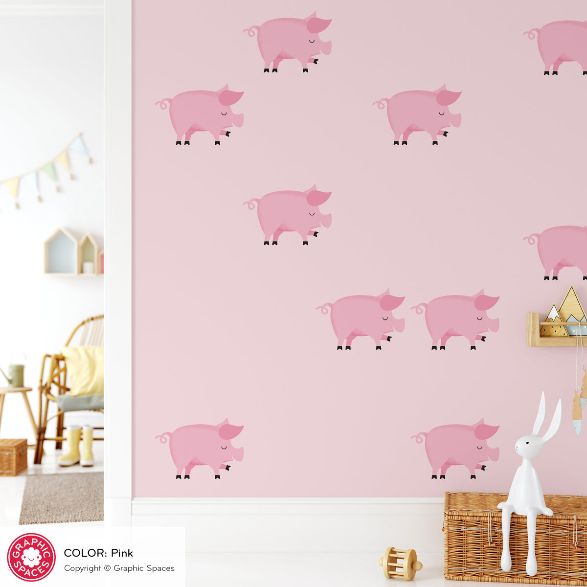 Pig Scatter Fabric Wall Decals - Pack of 18