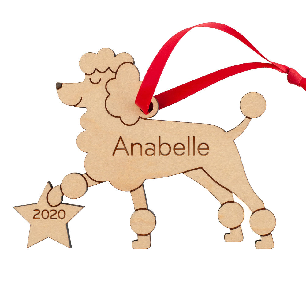 Poodle Wooden Christmas Ornament - Personalized