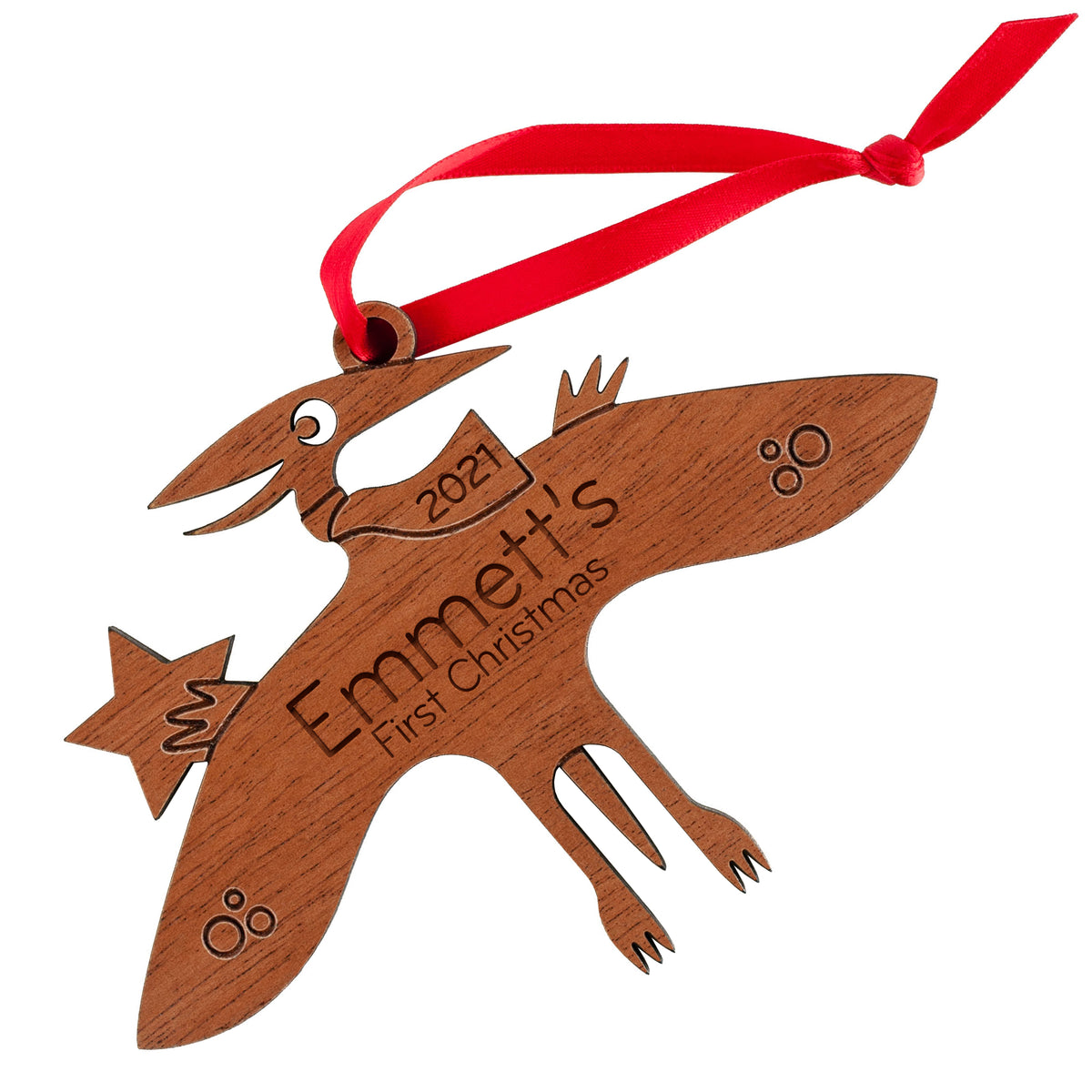 Pterodactyl Wooden Christmas Ornament - Personalized