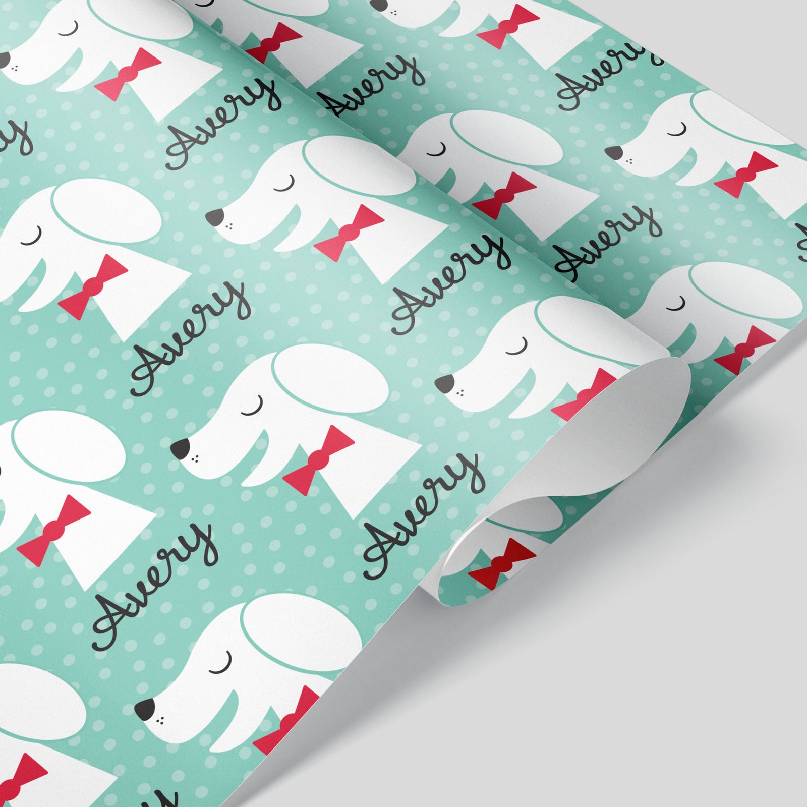 Dog Wrapping Paper - Dapper Puppy (Personalized, Mint) - Graphic Spaces