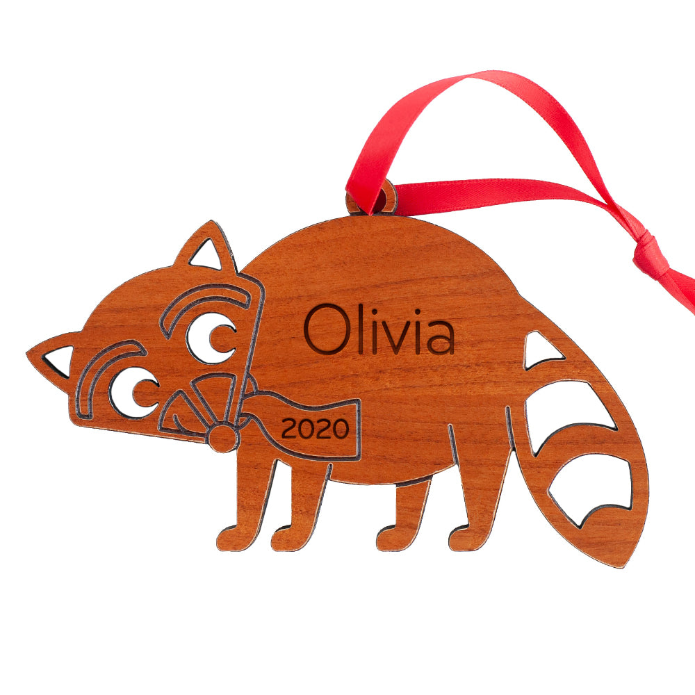 Christmas Ornament - Wood Raccoon (personalized)