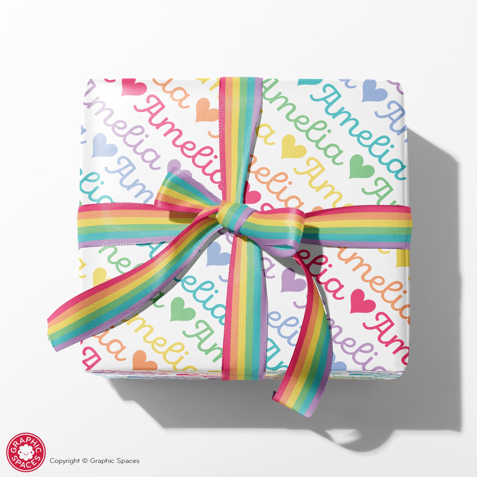 Wrapping Paper - Rainbow Script (Personalized) - Graphic Spaces