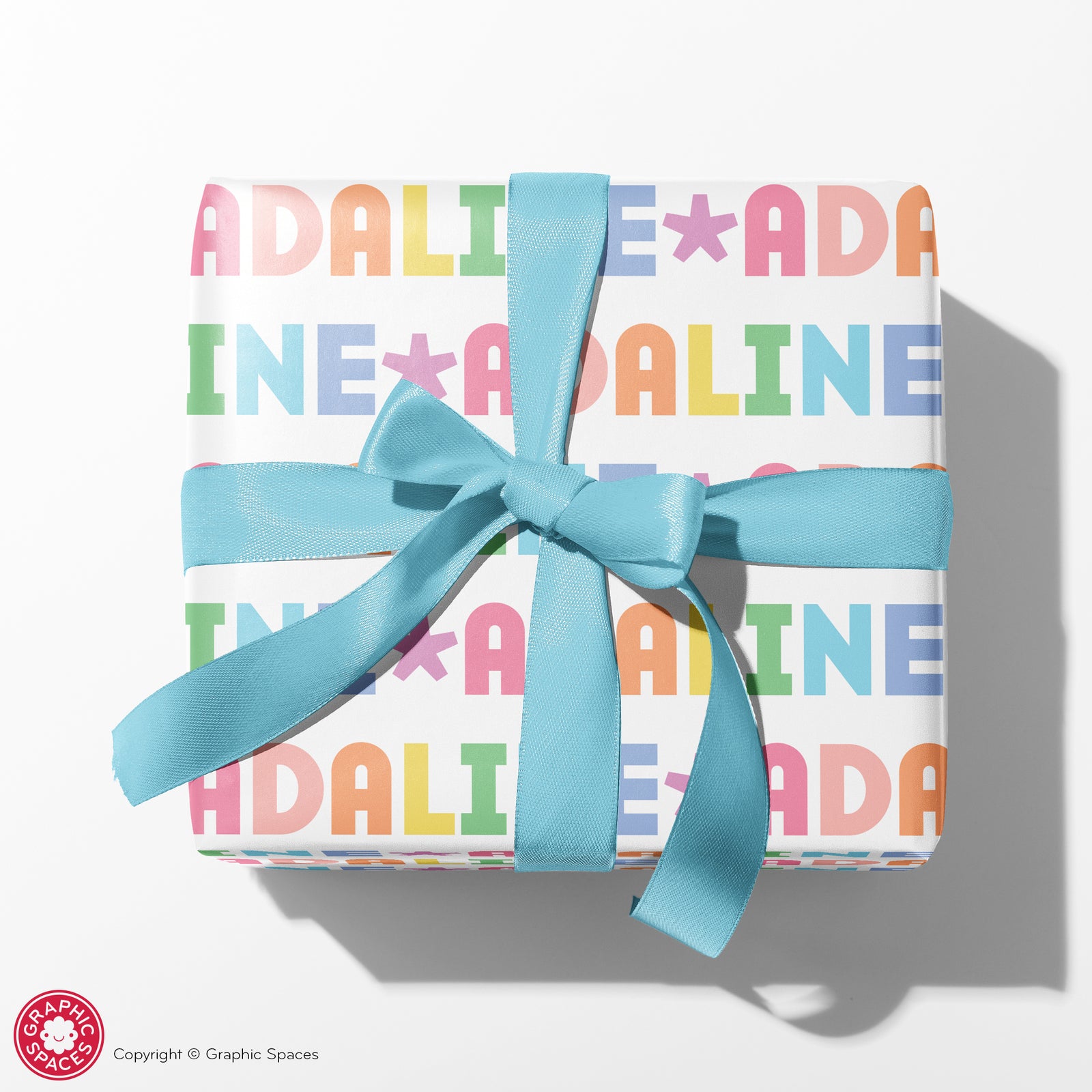 Wrapping Paper - Rainbow Block Name (Personalized) - Graphic Spaces