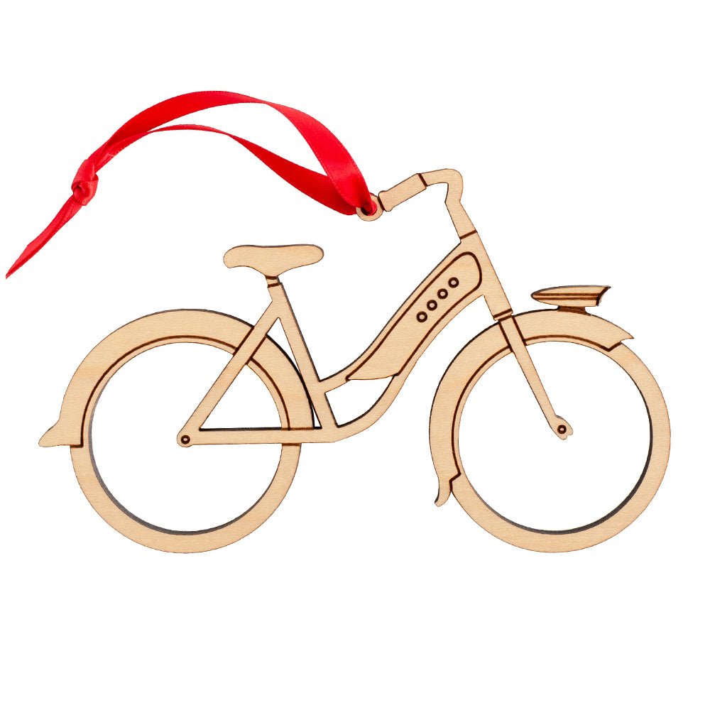 Christmas Ornament - Bike (Retro, Girl, Wood) Maple - No Personalization -  Graphic Spaces