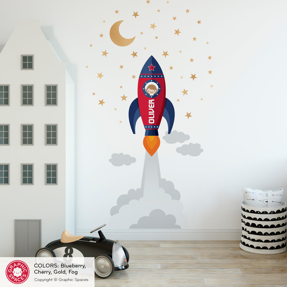 Rocket Launch Boy Fabric Wall Decal