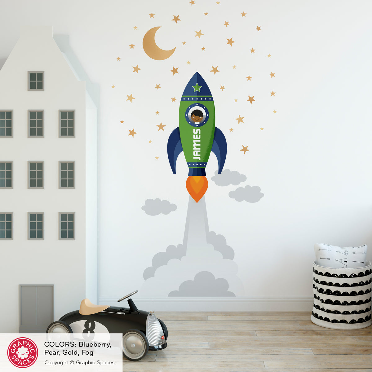Rocket Launch Boy Fabric Wall Decal