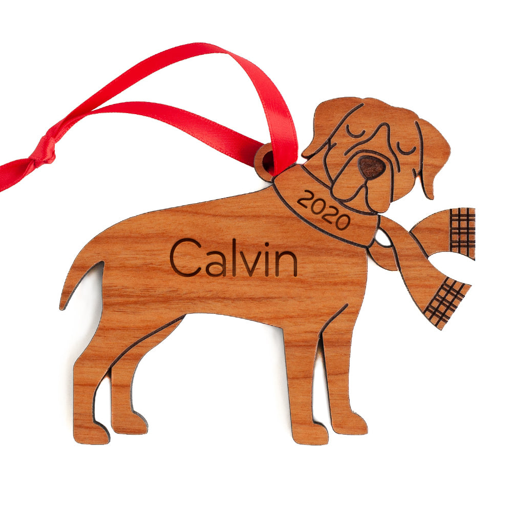 Rottweiler Wooden Christmas Ornament - Personalized