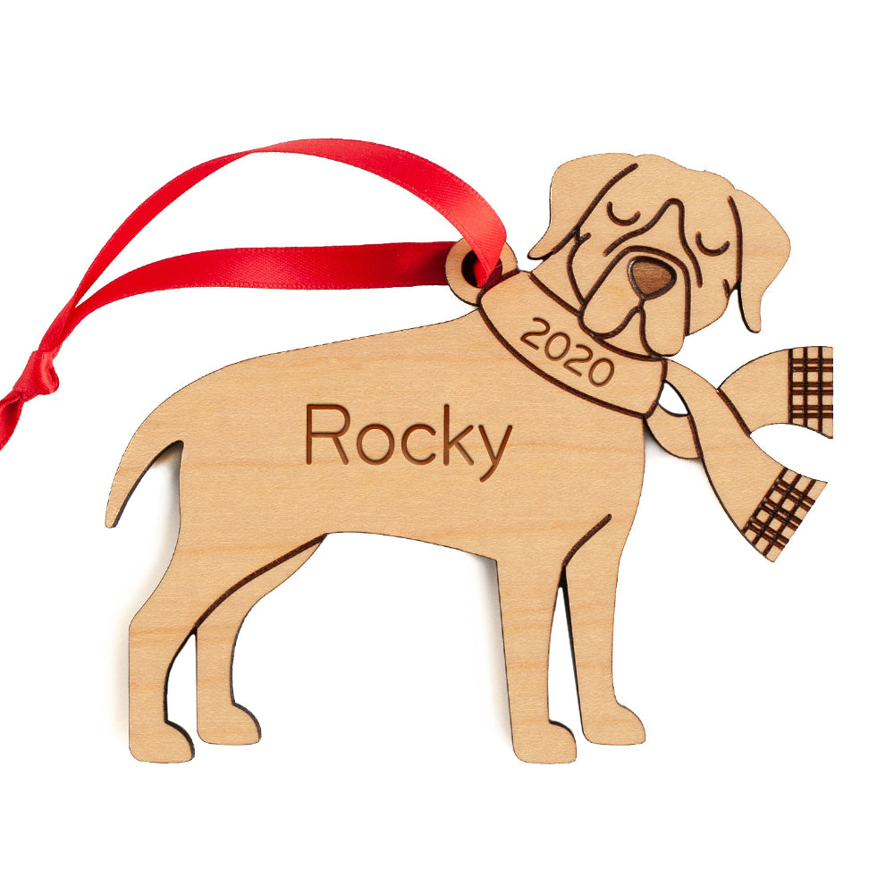 Rottweiler Wooden Christmas Ornament - Personalized
