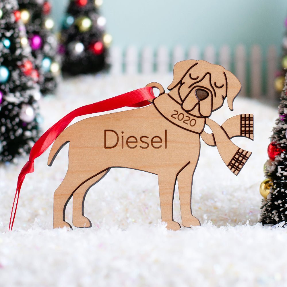 Dog Christmas Ornament - Rottweiler (Personalized, Wood) - Light Maple - Graphic Spaces