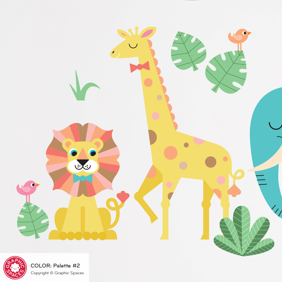 Wall Decal - Safari Jeep Animal Collection (Personalized, Girl)
