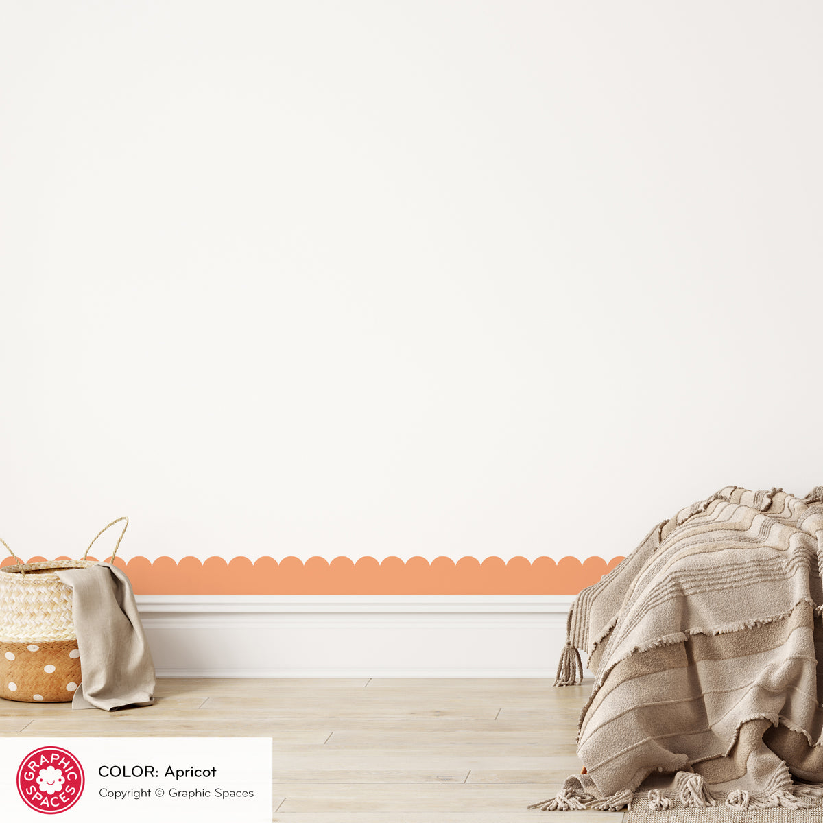 Scalloped Room Border Fabric Wall Decal - 4&quot; Small