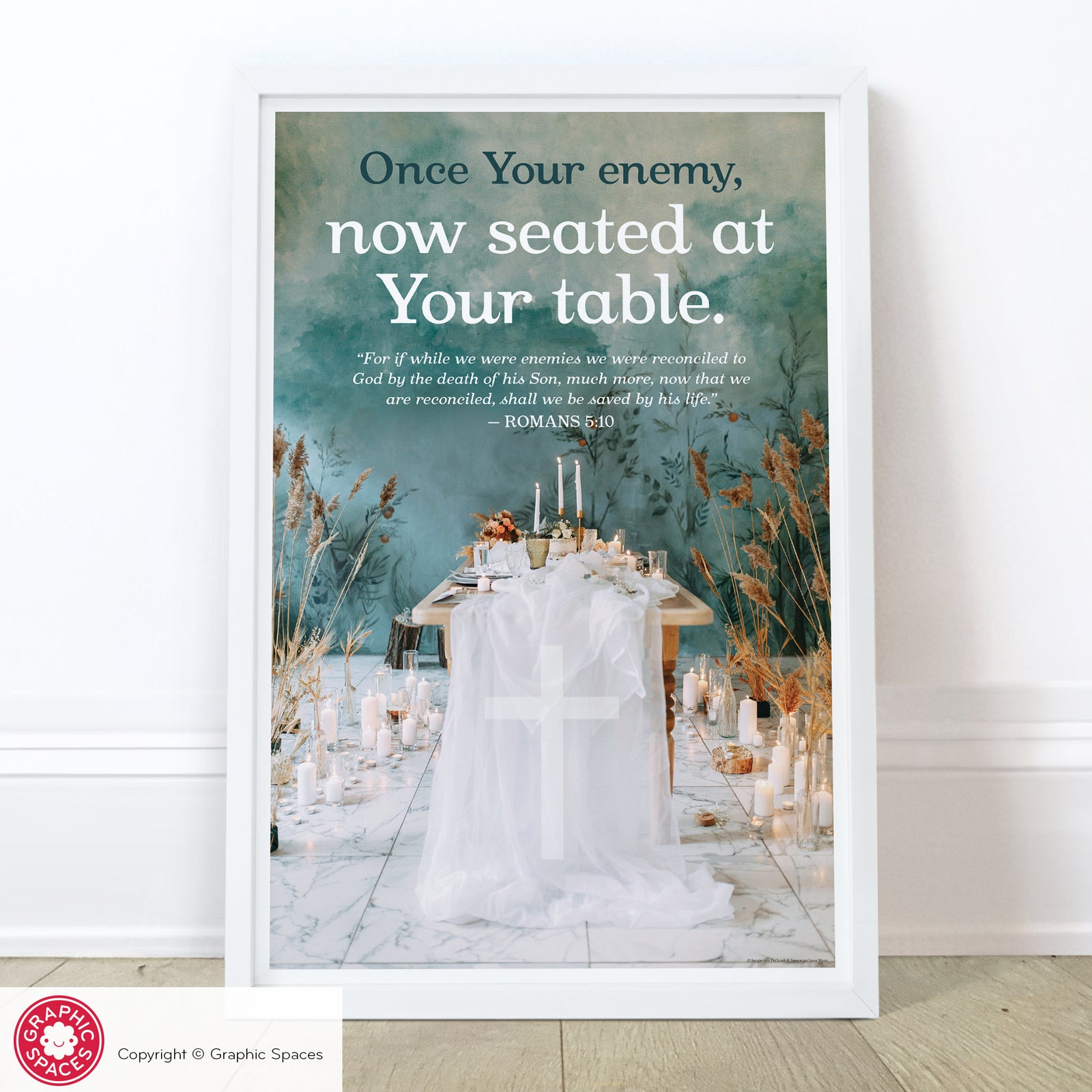 Christian Poster - Once Your Enemy (Romans 5:10) - Graphic Spaces