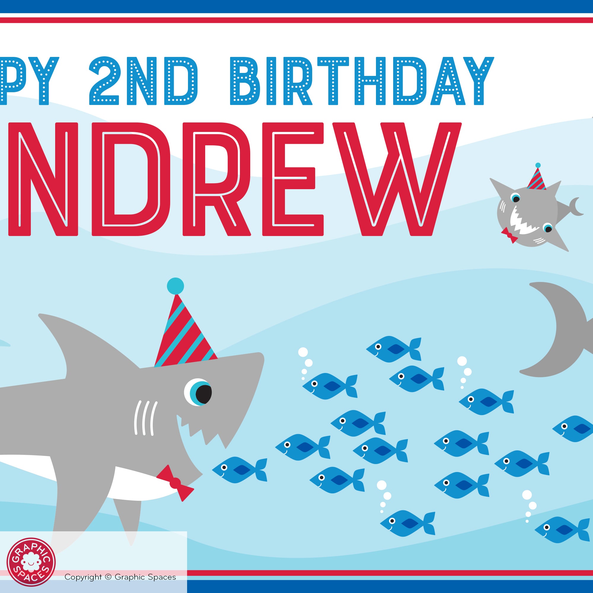 Personalized Shark Birthday Wrapping Paper - Custom Name, Baby Kids -  Graphic Spaces