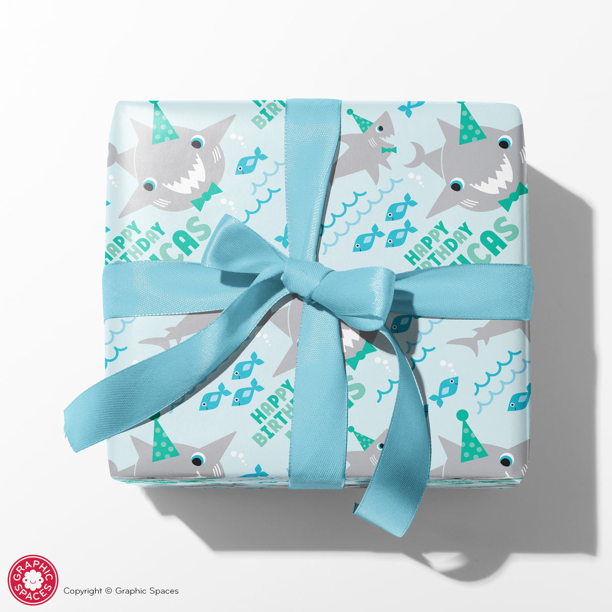 Shark Birthday Personalized Wrapping Paper - MINT