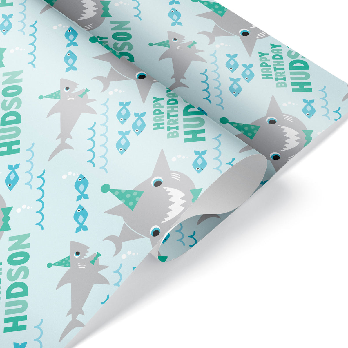 Shark Birthday Personalized Wrapping Paper - MINT