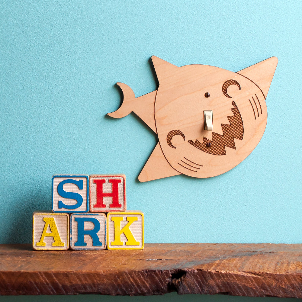 Shark Wooden Light Switch Plate Cover