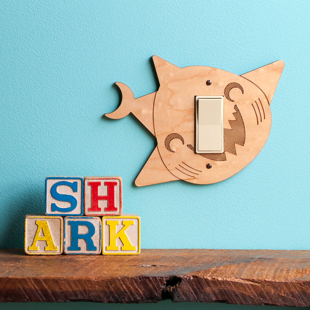 Shark Wooden Light Switch Plate Cover
