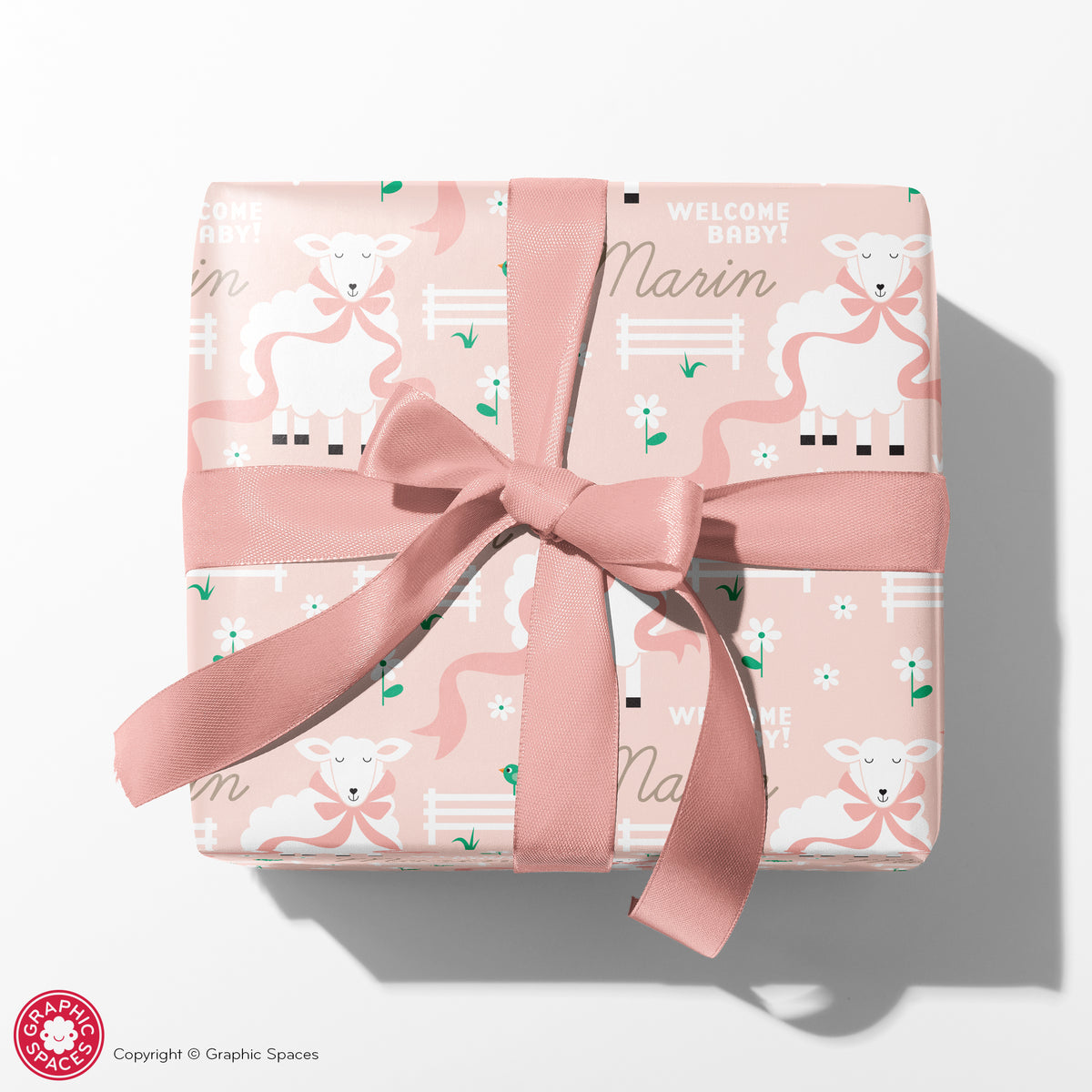 Sheep Personalized Baby Shower Wrapping Paper