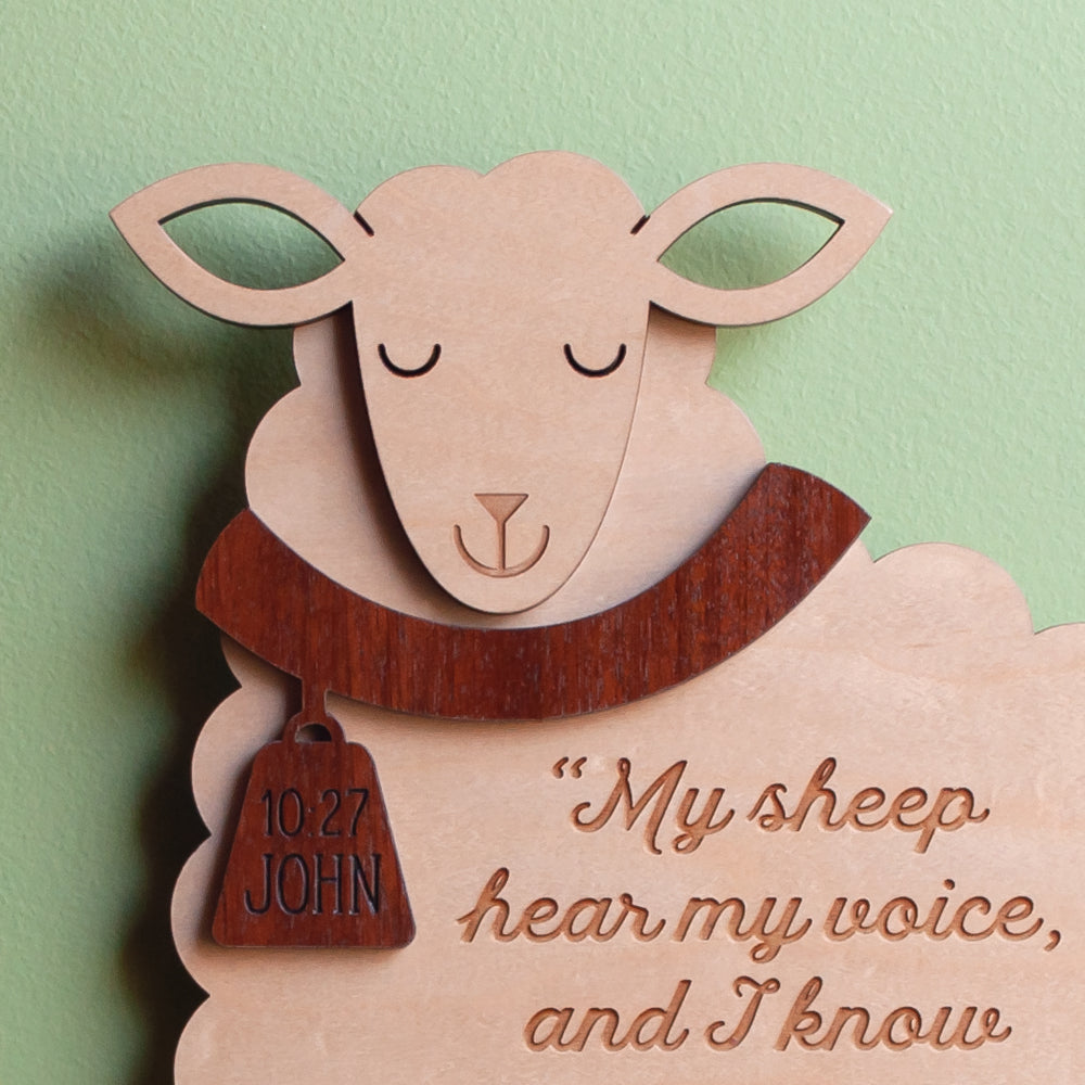 Sheep Christian Scripture Wooden Wall Sign: John 10:27