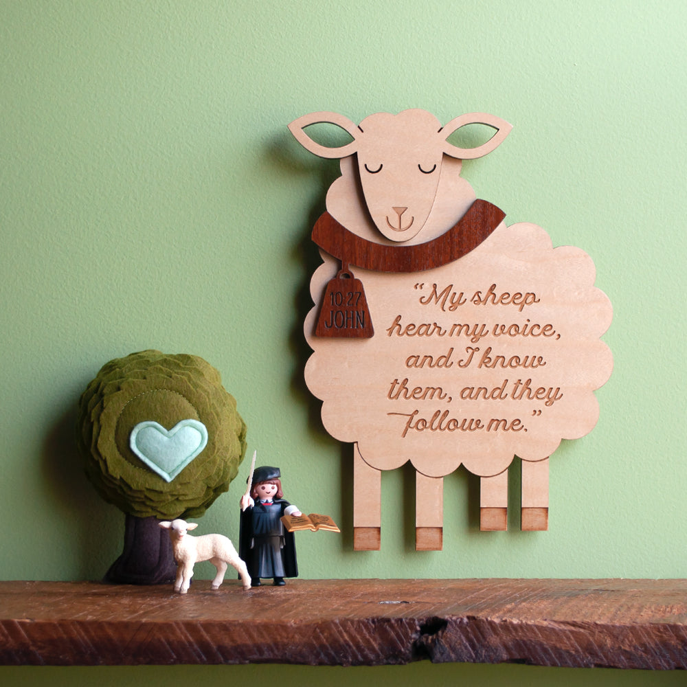 Sheep Christian Scripture Wooden Wall Sign: John 10:27