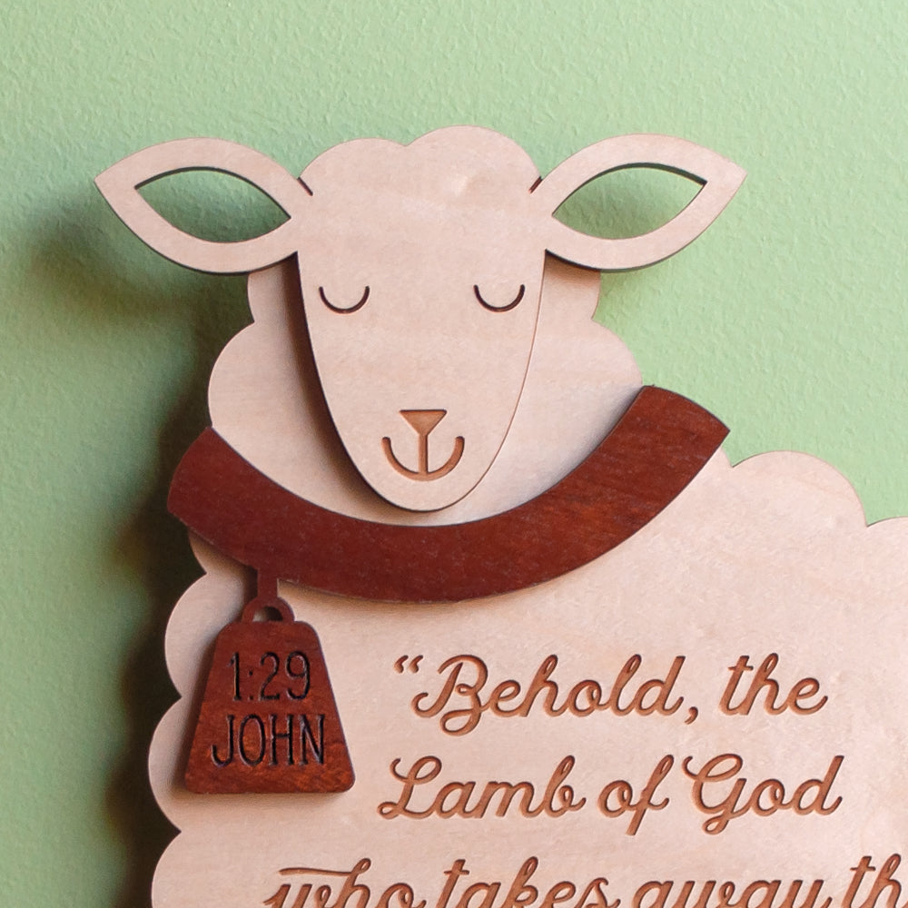 Sheep Christian Scripture Wooden Wall Sign: John 1:29