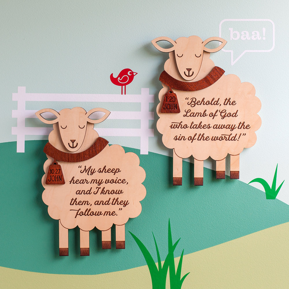 Sheep Christian Scripture Wooden Wall Sign: John 10:27