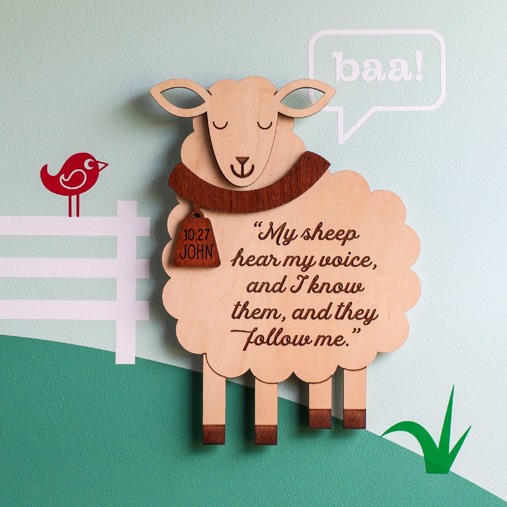 Sheep Christian Scripture Wooden Wall Sign: John 10:27