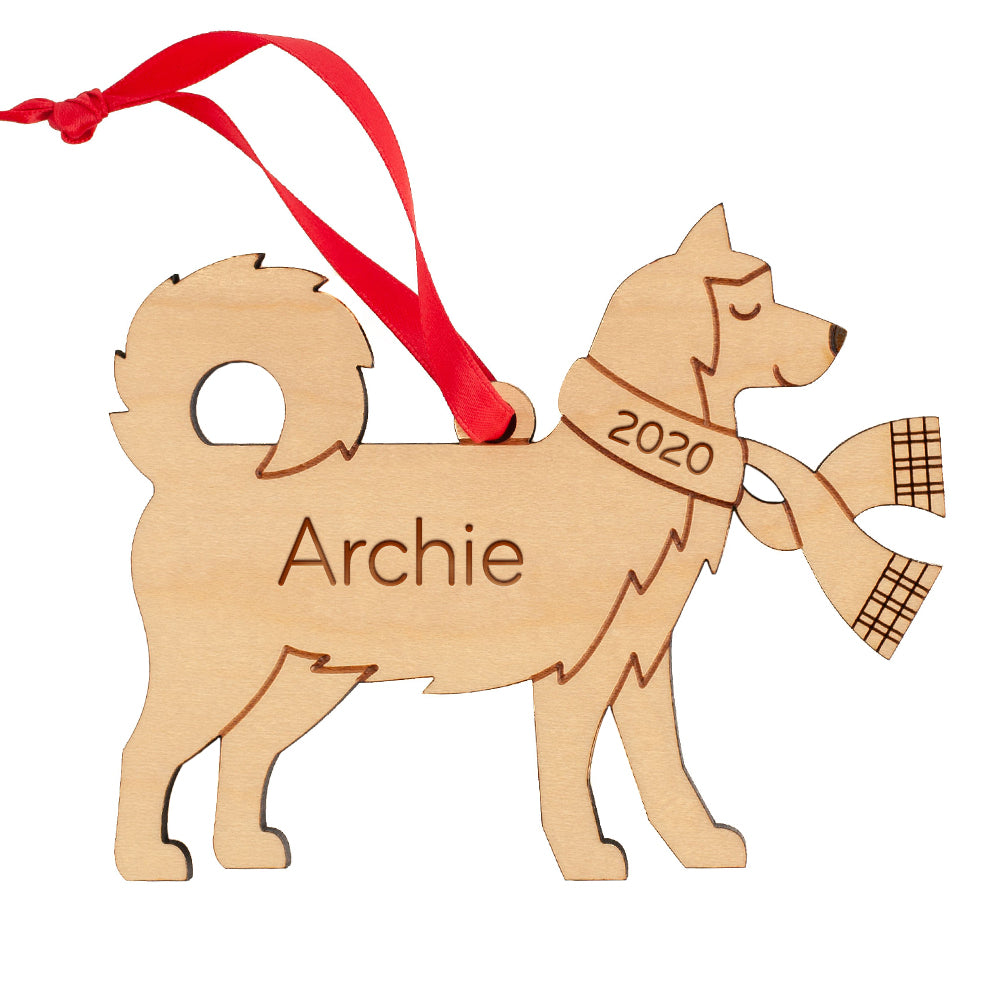 Christmas Ornament - Wood Siberian Husky (personalized)