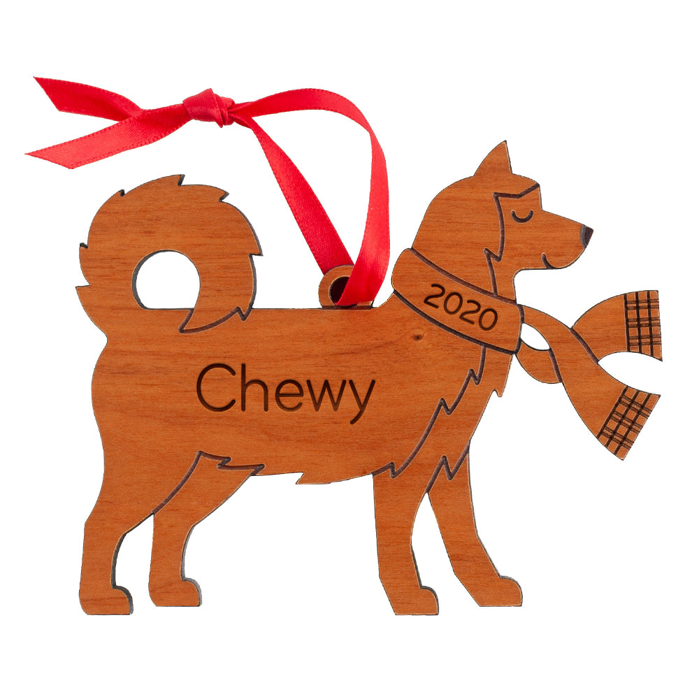 Christmas Ornament - Wood Siberian Husky (personalized)
