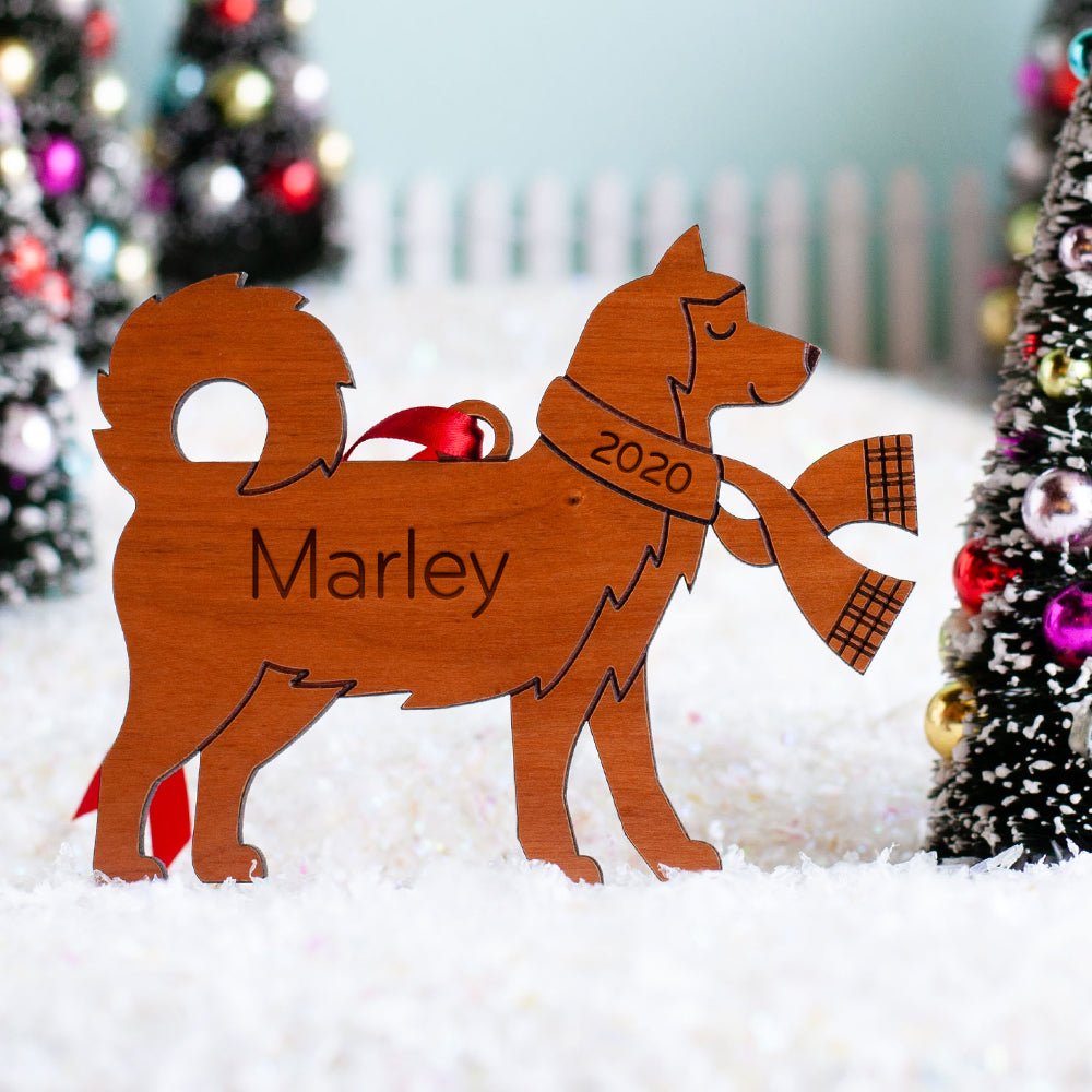 Baby's First Christmas Ornament - Siberian Husky (Personalized, Wood) Maple - Graphic Spaces