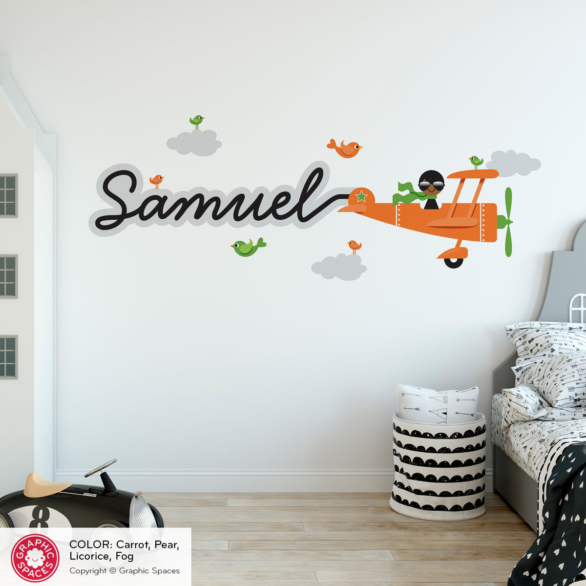 Wall Decal - Airplane Skywriter (Personalized, Boy)