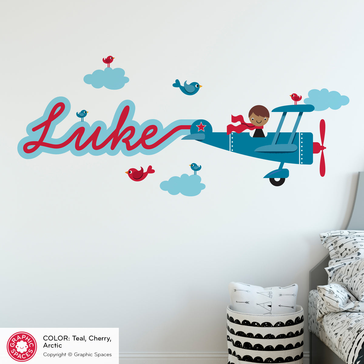 Wall Decal - Airplane Skywriter (Personalized, Boy)