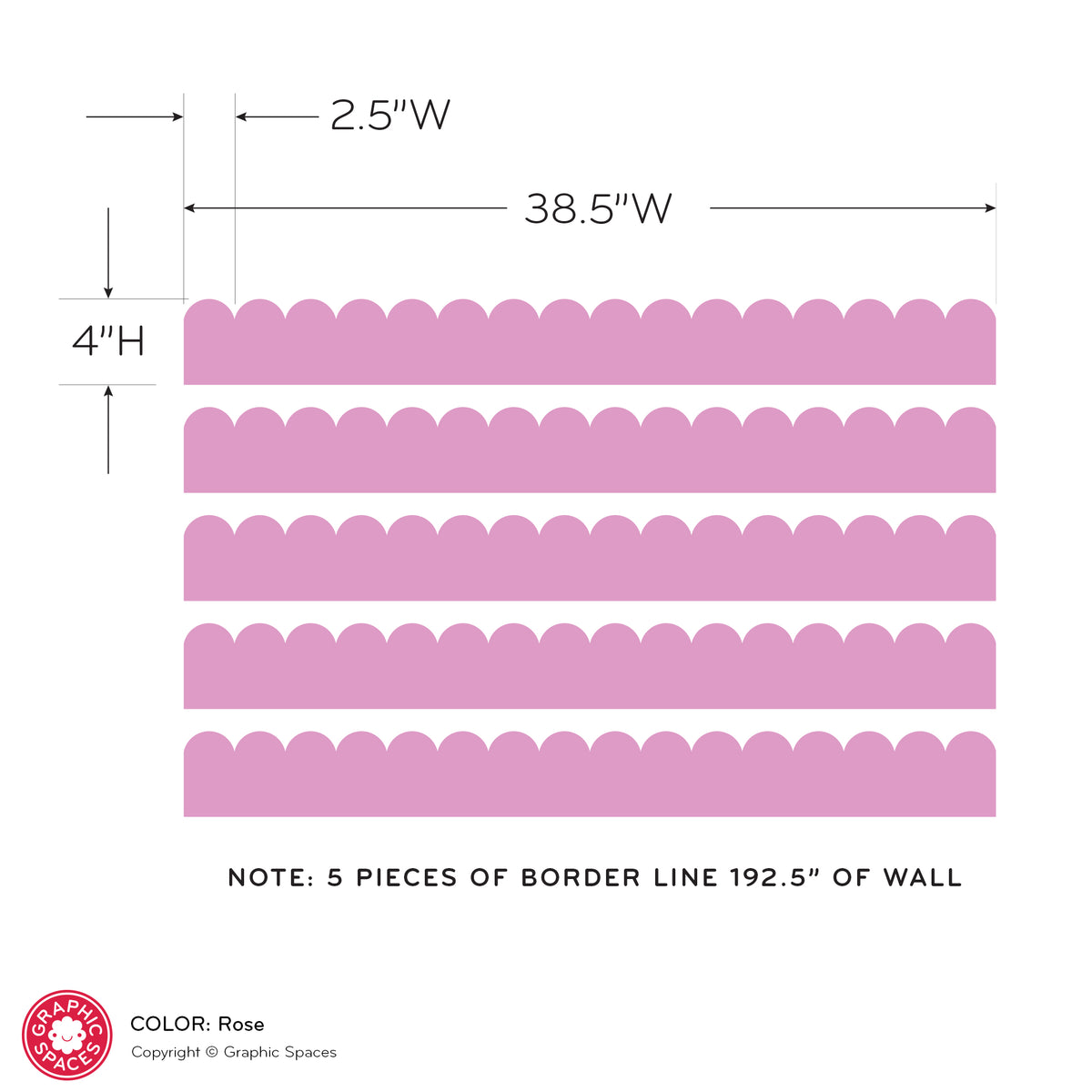 Wall Decal - Scalloped Room Border (4&quot;H Small)