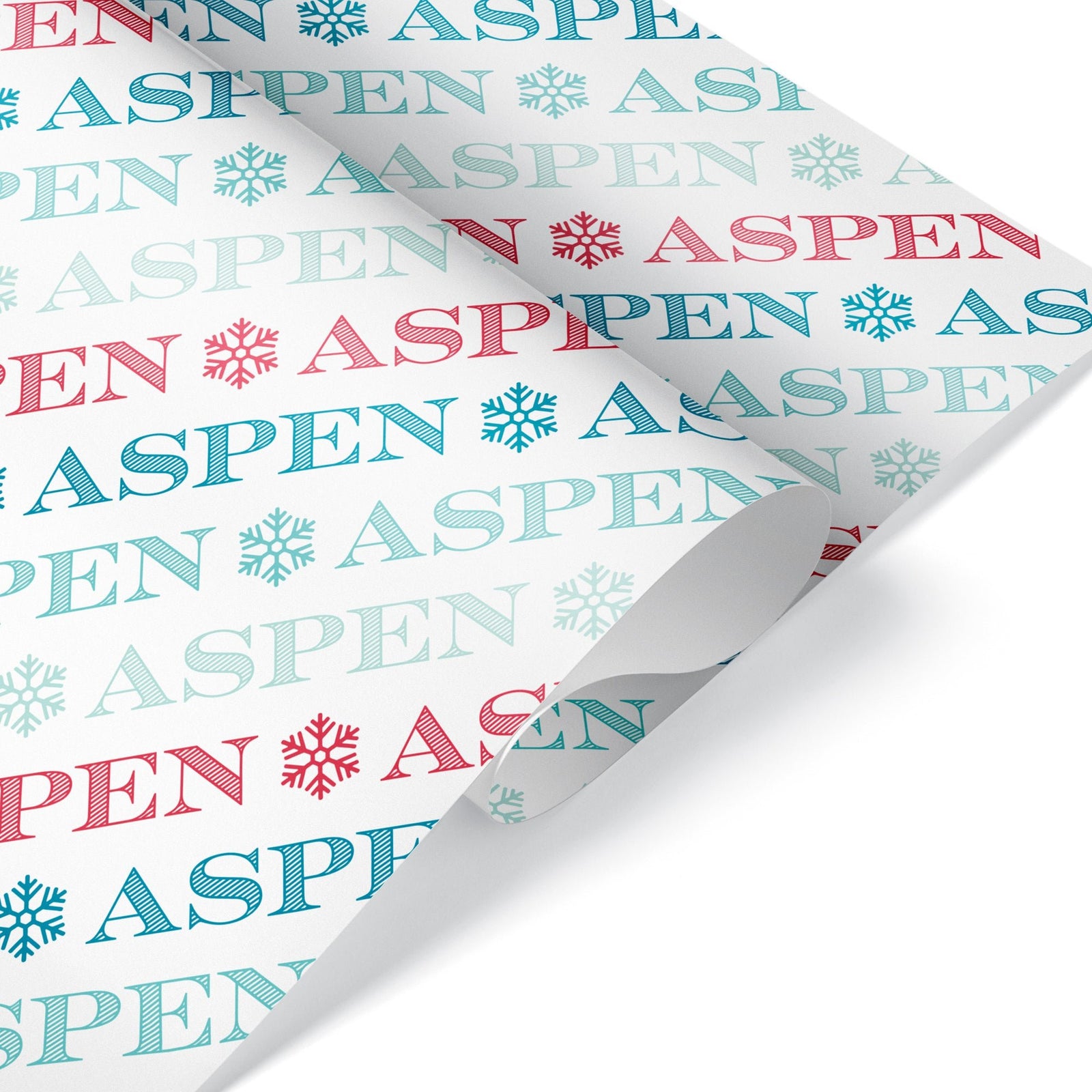 Winter Wrapping Paper - Ombré Snowflake Name (Personalized, Blue) - Graphic Spaces