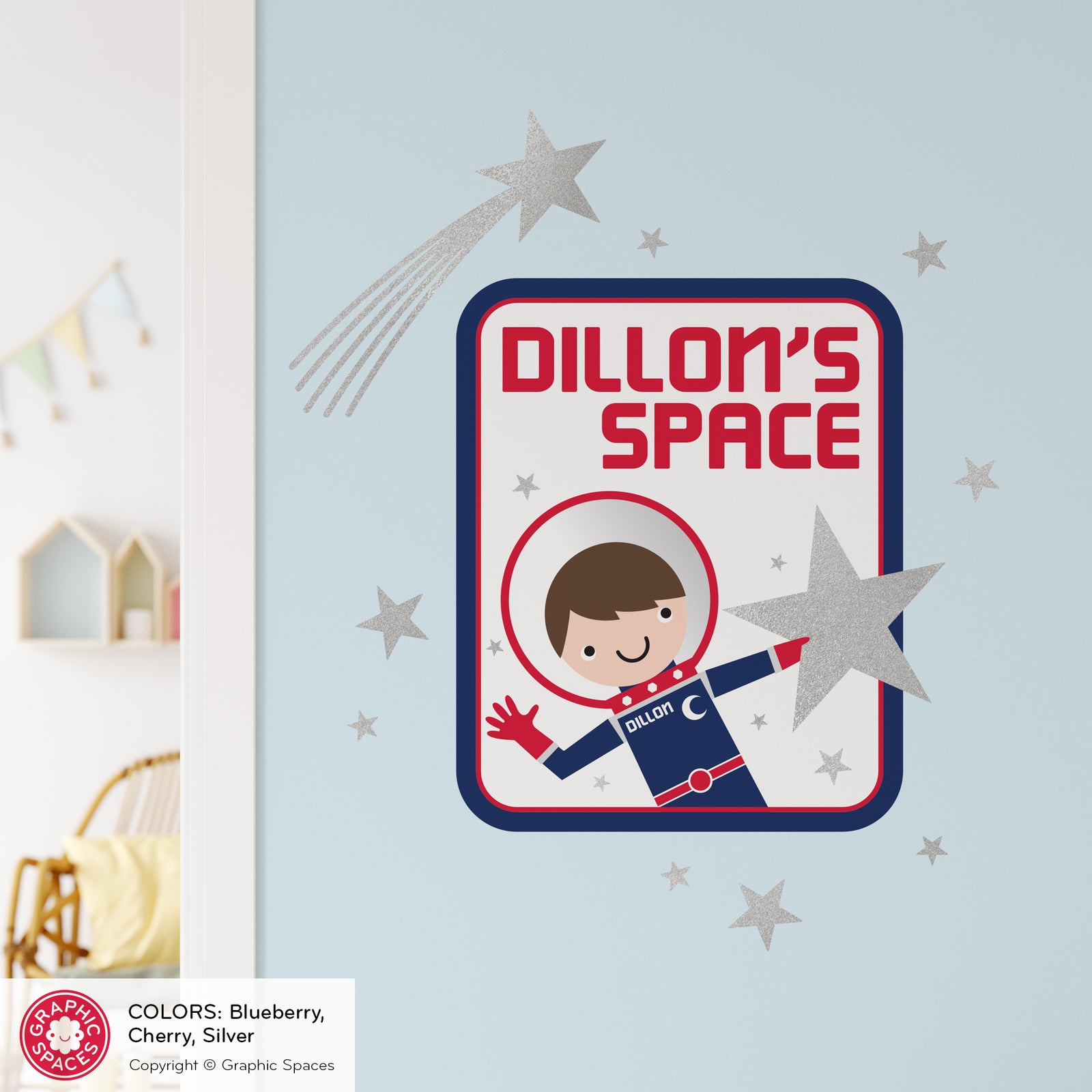 Kids Wall Decal - Astronaut Door Sign (Personalized, Boy) - Graphic Spaces