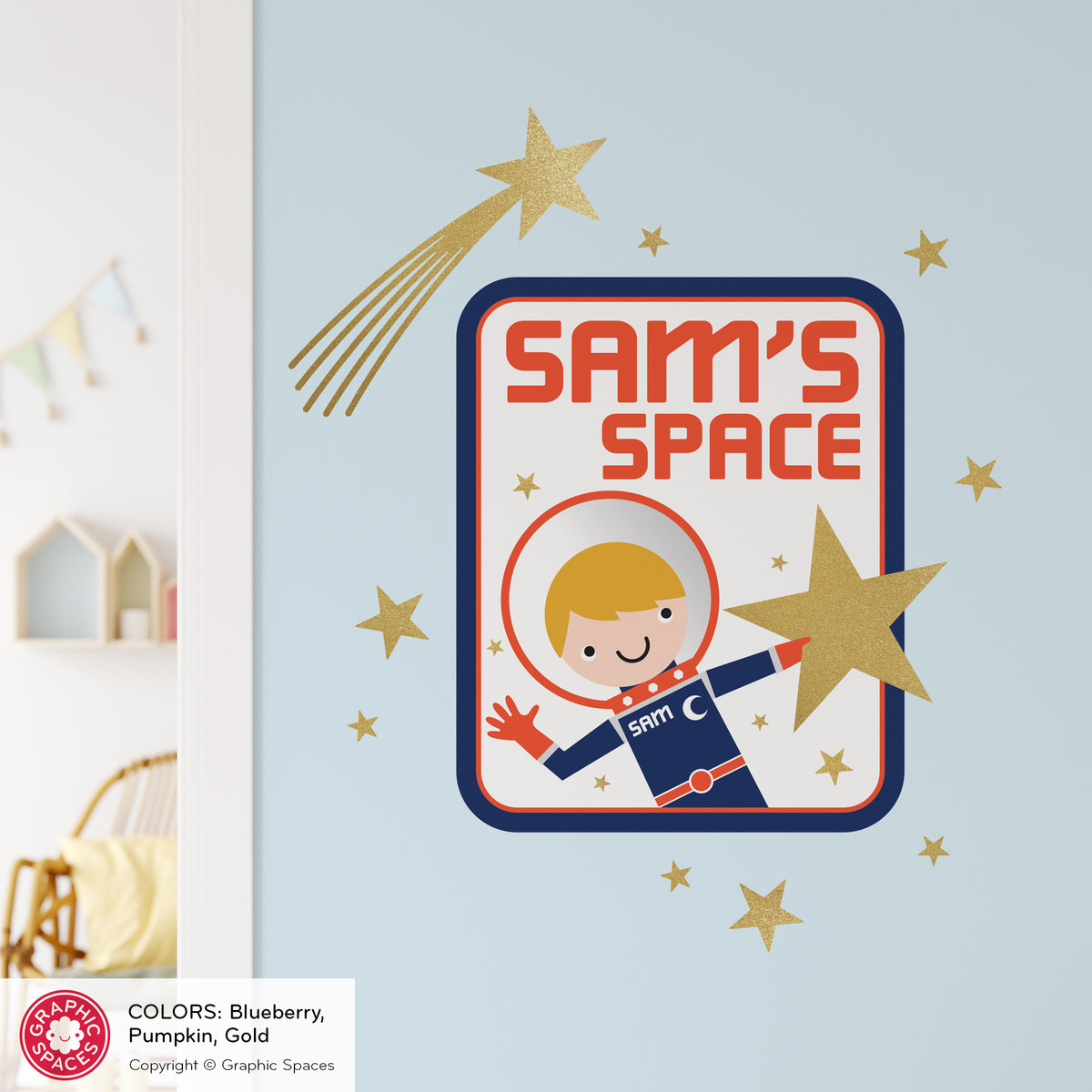 Astronaut Boy Door Sign Fabric Wall Decal