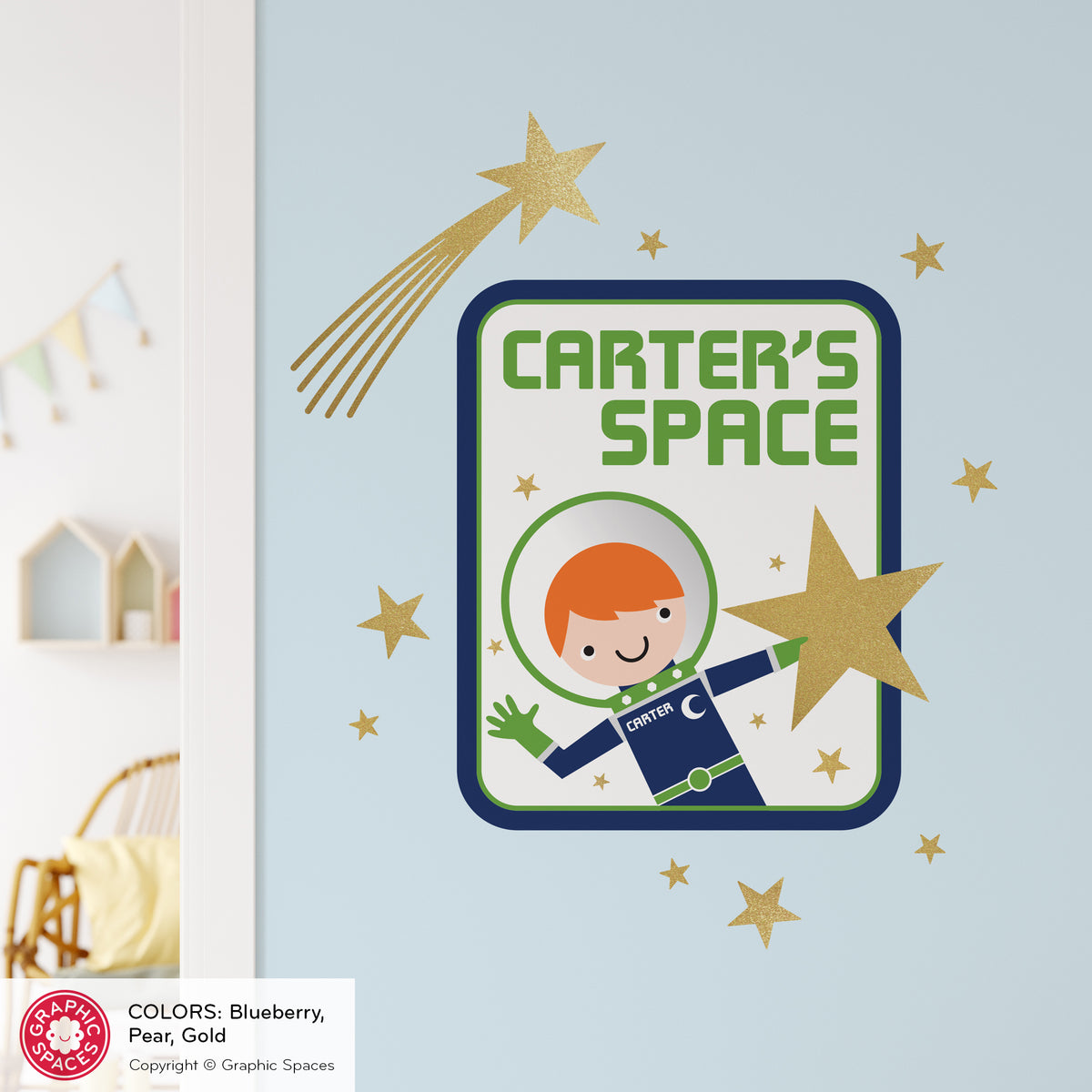 Astronaut Boy Door Sign Fabric Wall Decal