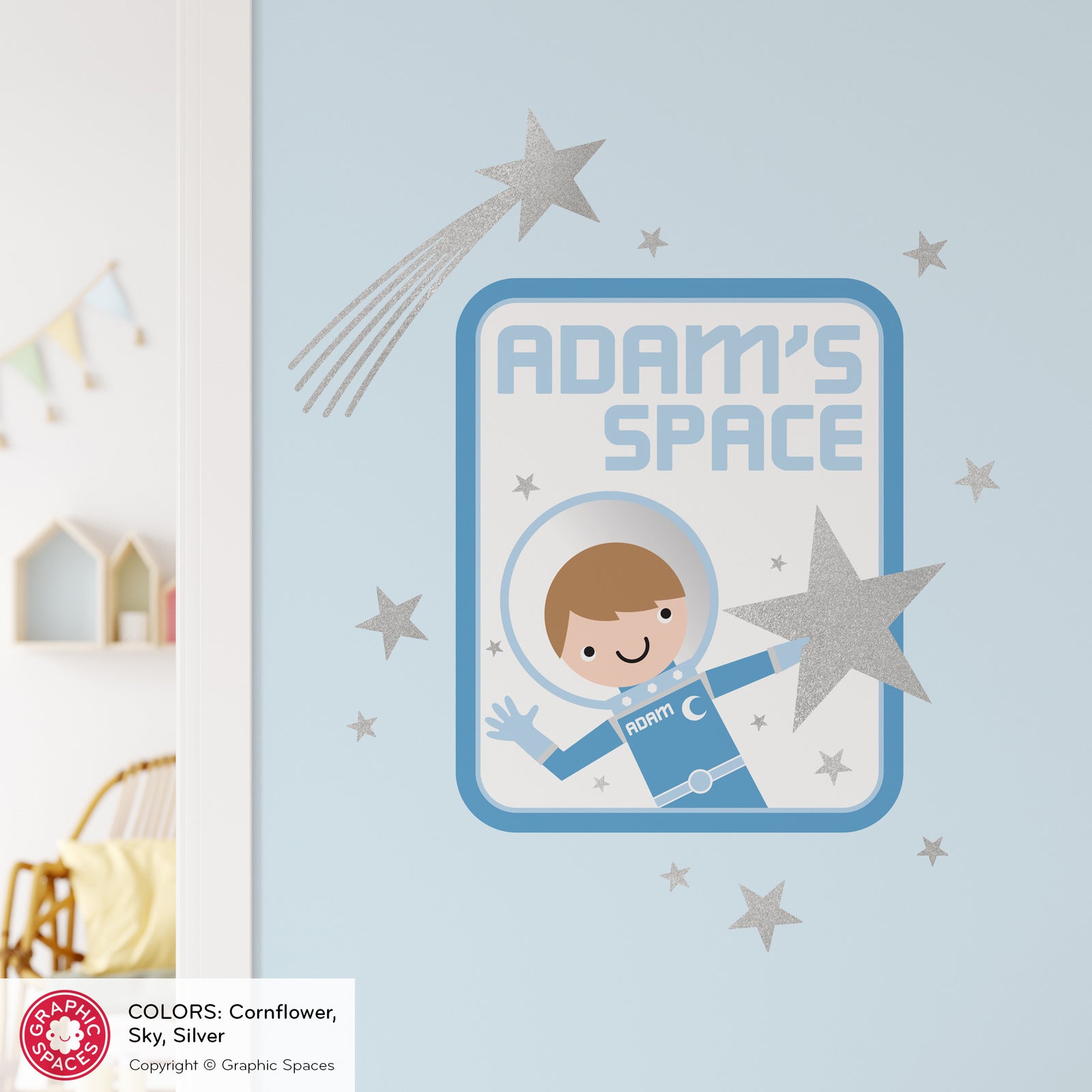 Kids Wall Decal - Astronaut Door Sign (Personalized, Boy) - Graphic Spaces