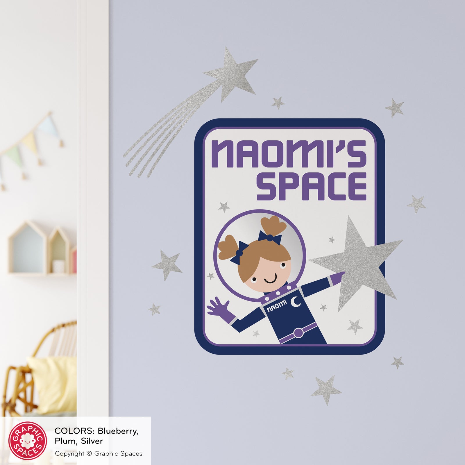 Girl Wall Decal - Astronaut Door Sign (Personalized, Girl) - Graphic Spaces