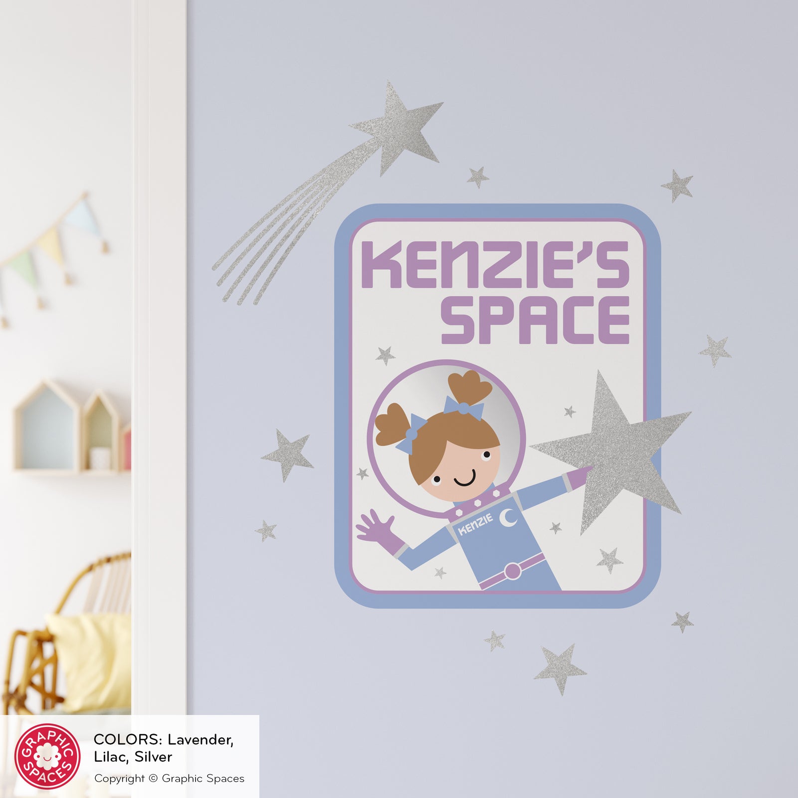 Girl Wall Decal - Astronaut Door Sign (Personalized, Girl) - Graphic Spaces
