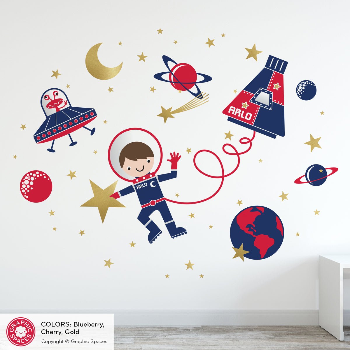 Astronaut Boy Space Walk Peel-and-Stick Wall Decal