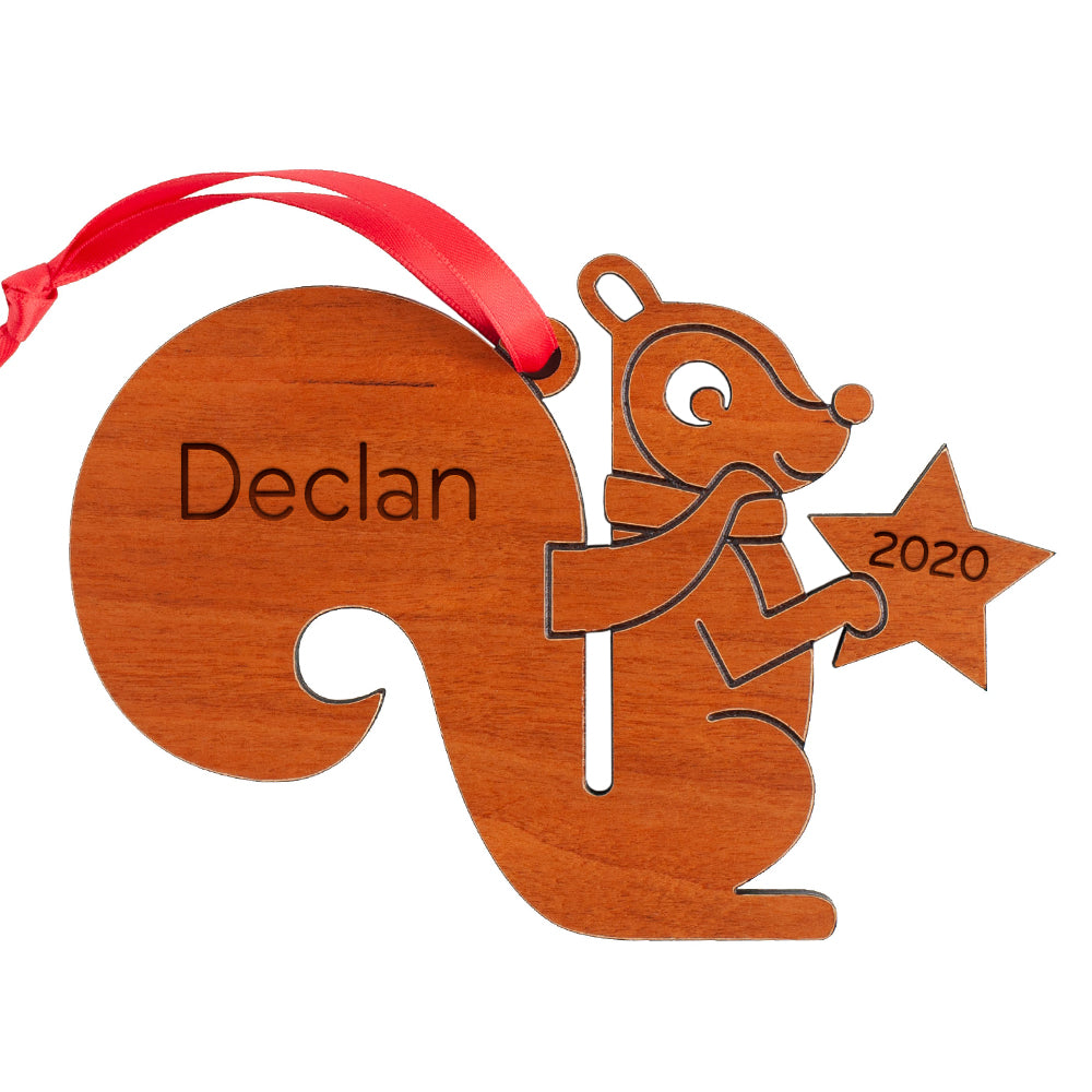 Christmas Ornament - Wood Squirrel (personalized)