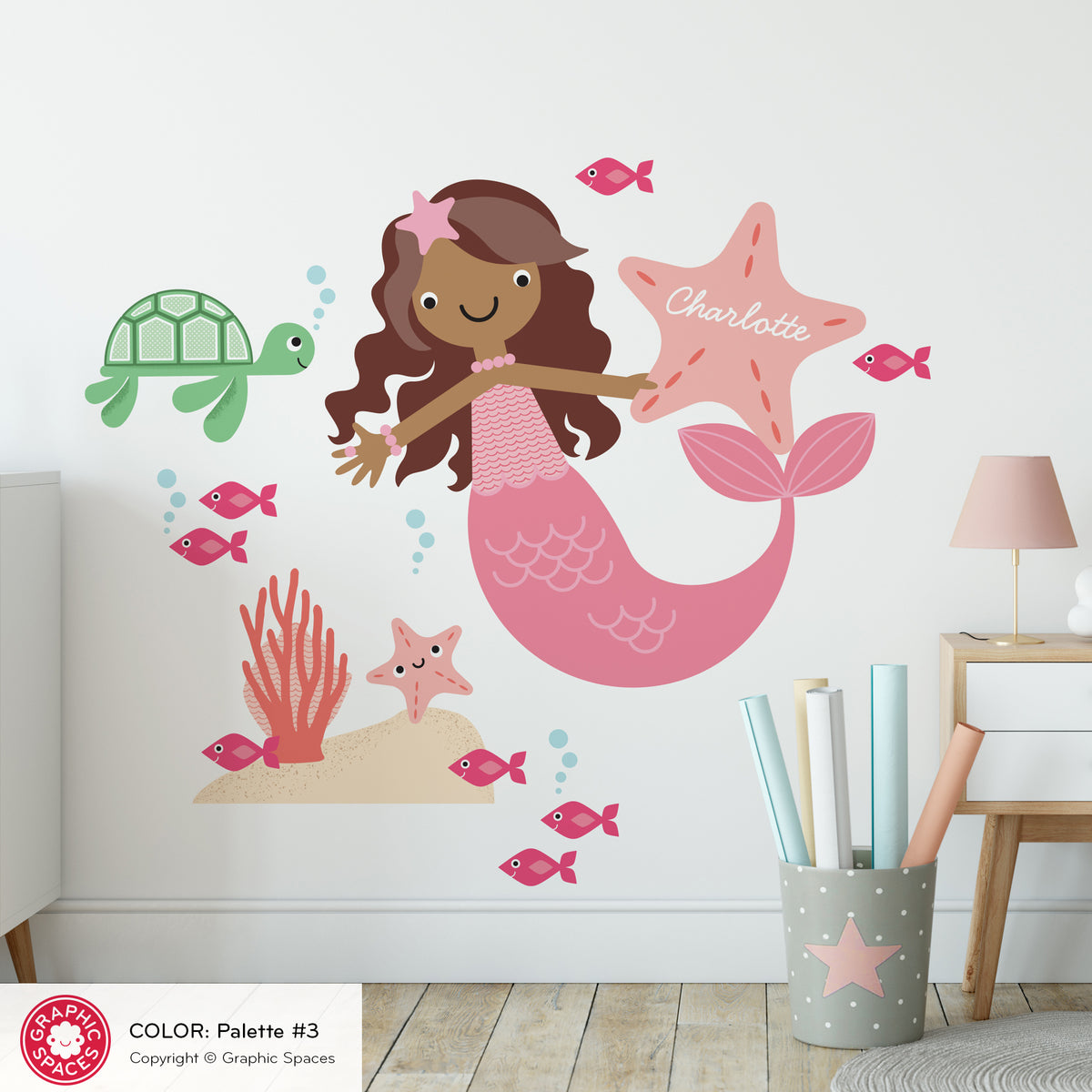 Mermaid &amp; Ocean Friends Fabric Wall Decal