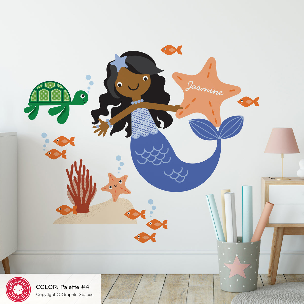 Mermaid &amp; Ocean Friends Fabric Wall Decal
